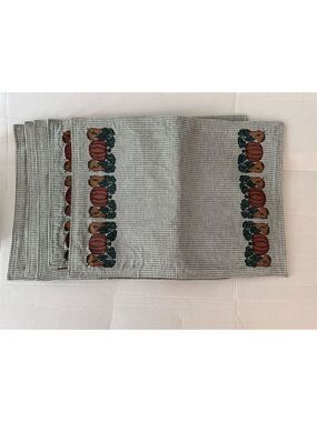 Vintage Fruit Design Gray Place Mats & Napkins Set of 5 by Samuel Lamont